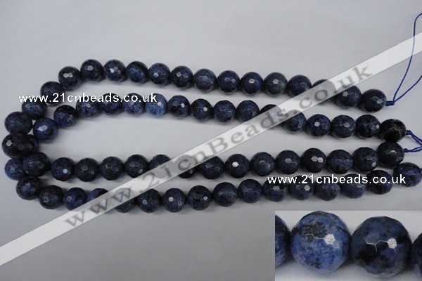 CDU114 15.5 inches 12mm faceted round blue dumortierite beads