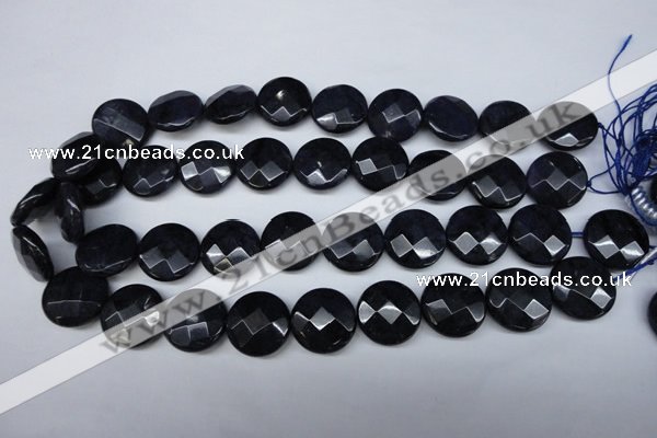 CDU126 15.5 inches 20mm faceted coin blue dumortierite beads