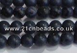 CDU201 15.5 inches 6mm round matte blue dumortierite beads