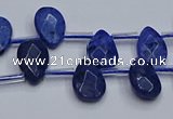 CDU219 Top drilled 8*12mm faceted flat teardrop blue dumortierite beads