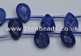 CDU219 Top drilled 8*12mm faceted flat teardrop blue dumortierite beads