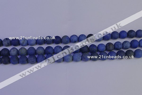 CDU303 15.5 inches 10mm round matte blue dumortierite beads