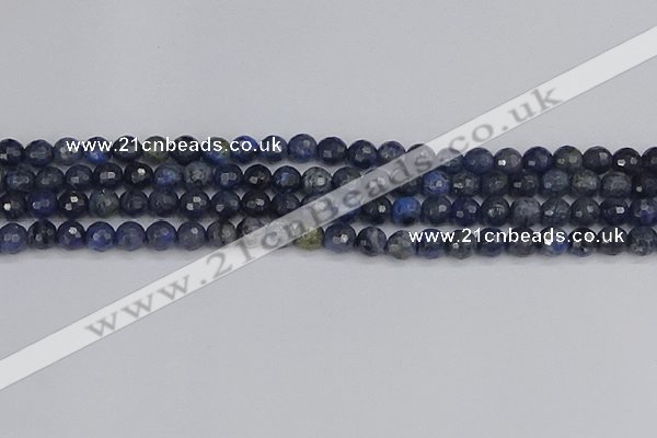 CDU316 15.5 inches 6mm faceted round blue dumortierite beads