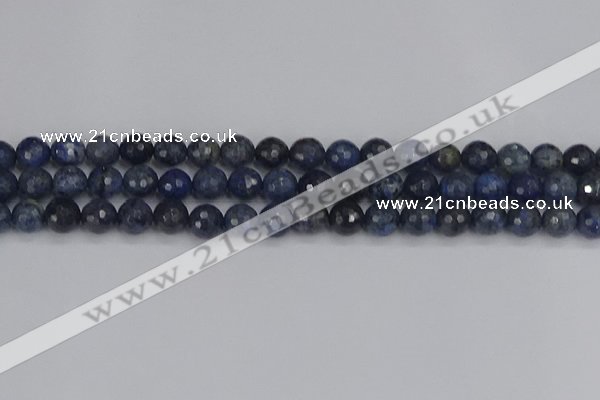 CDU317 15.5 inches 8mm faceted round blue dumortierite beads