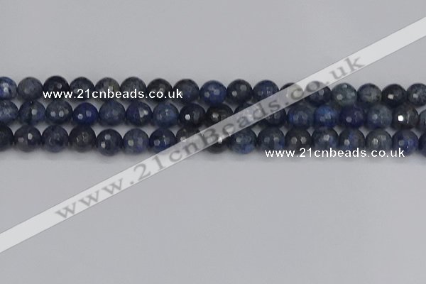 CDU318 15.5 inches 10mm faceted round blue dumortierite beads