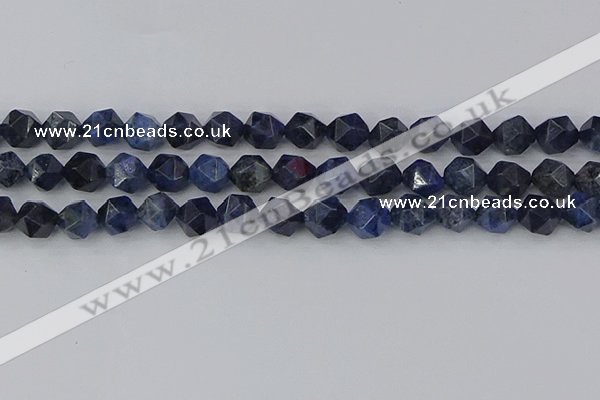 CDU332 15.5 inches 10mm faceted nuggets blue dumortierite beads