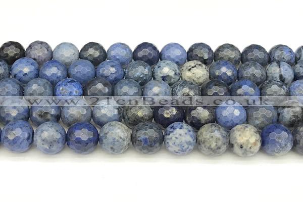 CDU388 15 inches 12mm faceted round dumortierite beads