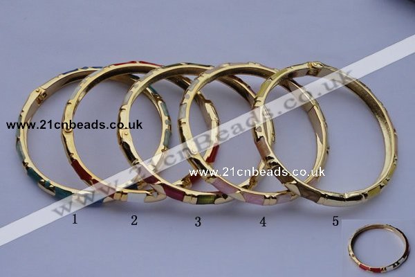 CEB01 5pcs 5.5mm width gold plated alloy with enamel bangles wholesale