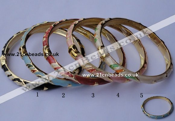 CEB05 5pcs 6mm width gold plated alloy with enamel bangles wholesale