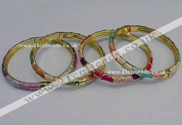 CEB100 6mm width gold plated alloy with enamel bangles wholesale