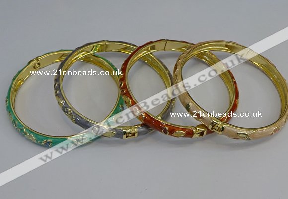 CEB104 7mm width gold plated alloy with enamel bangles wholesale