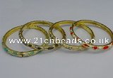 CEB117 6mm width gold plated alloy with enamel bangles wholesale