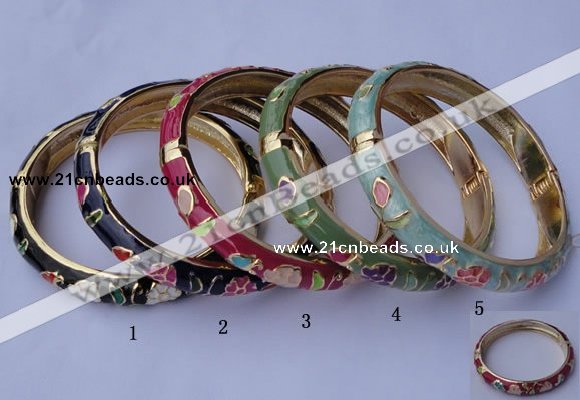 CEB12 5pcs 10mm width gold plated alloy with enamel bangles wholesale