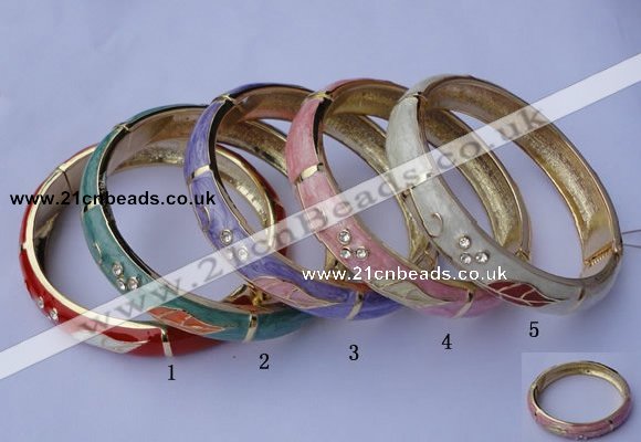 CEB15 5pcs 10mm width gold plated alloy with rhinestone & enamel bangles