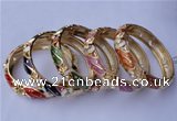 CEB16 5pcs 13.5mm width gold plated alloy with rhinestone & enamel bangles