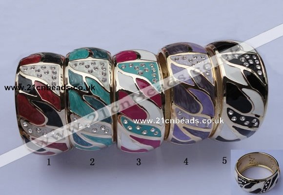 CEB20 5pcs 31mm width gold plated alloy with rhinestone & enamel bangles