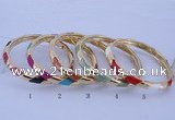 CEB28 5pcs 7mm width gold plated alloy with enamel bangles