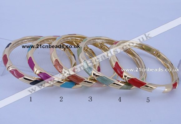 CEB28 5pcs 7mm width gold plated alloy with enamel bangles
