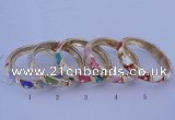 CEB34 5pcs 12mm width gold plated alloy with enamel rhinestone & bangles