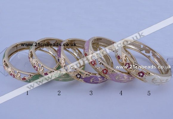 CEB38 5pcs 14mm width gold plated alloy with enamel rhinestone & bangles