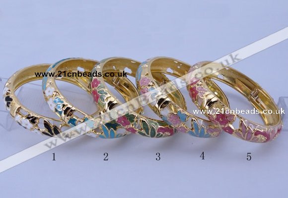 CEB39 5pcs 14mm width gold plated alloy with enamel bangles