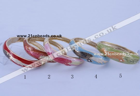 CEB42 5pcs 17mm width gold plated alloy with enamel rhinestone & bangles