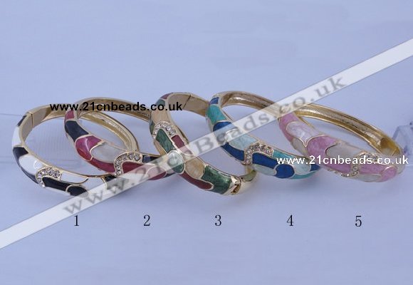 CEB43 5pcs 17mm width gold plated alloy with enamel rhinestone & bangles