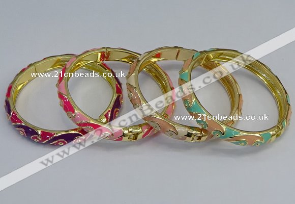 CEB52 7mm width gold plated alloy with enamel bangles wholesale