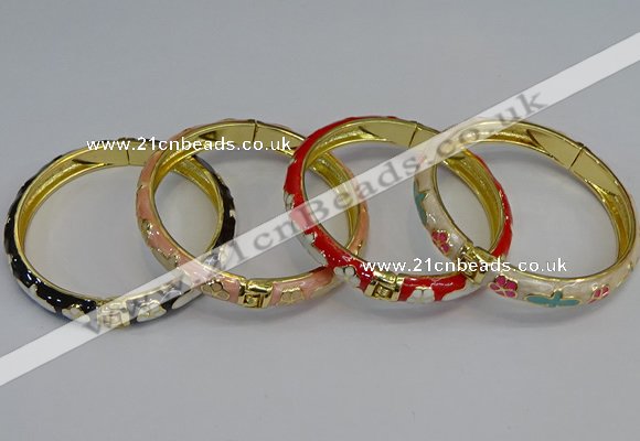 CEB56 7mm width gold plated alloy with enamel bangles wholesale