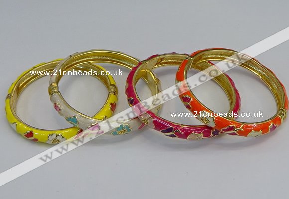 CEB57 7mm width gold plated alloy with enamel bangles wholesale