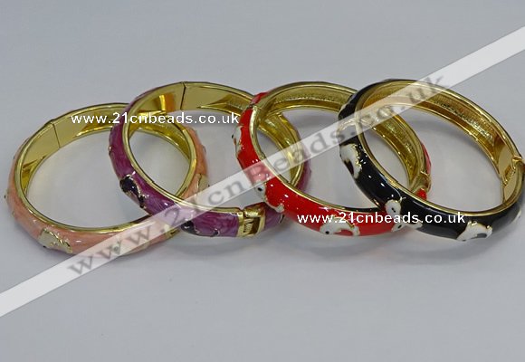 CEB63 9mm width gold plated alloy with enamel bangles wholesale