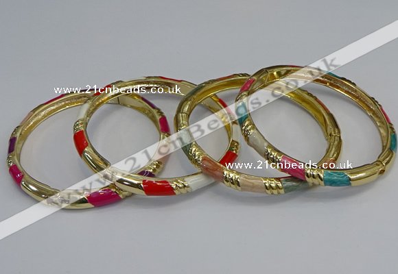 CEB73 6mm width gold plated alloy with enamel bangles wholesale