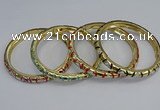 CEB85 7mm width gold plated alloy with enamel bangles wholesale