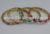 CEB86 7mm width gold plated alloy with enamel bangles wholesale