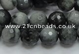 CEE22 15.5 inches 12mm faceted round eagle eye jasper beads wholesale