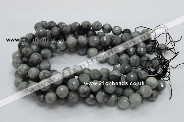 CEE23 15.5 inches 14mm faceted round eagle eye jasper beads wholesale