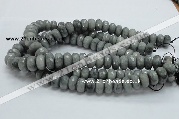 CEE26 15.5 inches 10*18mm faceted rondelle eagle eye jasper beads