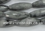 CEE31 15.5 inches 10*30mm faceted rice eagle eye jasper beads