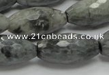 CEE32 15.5 inches 15*30mm faceted rice eagle eye jasper beads