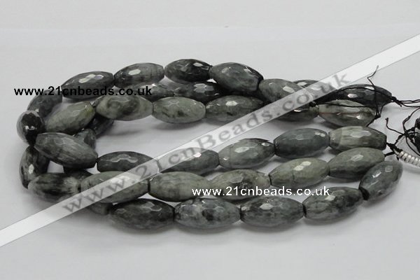 CEE32 15.5 inches 15*30mm faceted rice eagle eye jasper beads