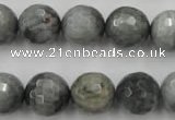 CEE355 15.5 inches 14mm faceted round eagle eye jasper beads