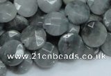 CEE37 15.5 inches 12mm faceted coin eagle eye jasper beads wholesale