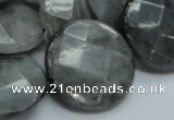 CEE39 15.5 inches 25mm faceted coin eagle eye jasper beads wholesale