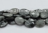 CEE50 15.5 inches 8*10mm faceted oval eagle eye jasper beads