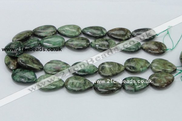 CEM09 15.5 inches 23*30mm flat teardrop emerald gemstone beads