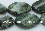 CEM29 15.5 inches 22*30mm twisted teardrop emerald gemstone beads