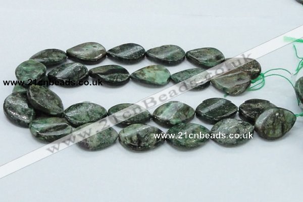 CEM29 15.5 inches 22*30mm twisted teardrop emerald gemstone beads