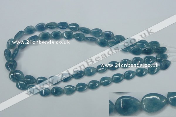 CEQ101 15.5 inches 10*14mm flat teardrop blue sponge quartz beads