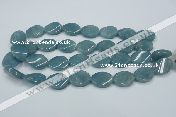 CEQ126 15.5 inches 18*25mm twisted oval blue sponge quartz beads