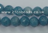 CEQ15 15.5 inches 10mm faceted round blue sponge quartz beads